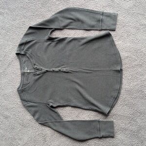 Eddie Bauer Grey Henley Long Sleeve Shirt size S